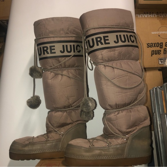 #1224 A2DD Juicy Couture Moon Snow Boots Used with box Sz10 khaki - Picture 8 of 12